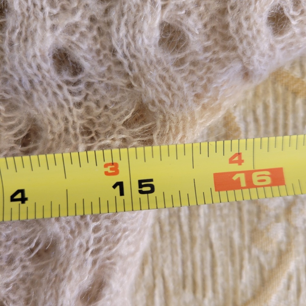 Patrizia Pepe Sera Women Beige Mohair Blend Open Knit V-Neck Tie Sweater Italy S - Picture 7 of 9